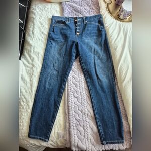 Banana Republic Dark Wash Button Up High Rise Skinny Jeans